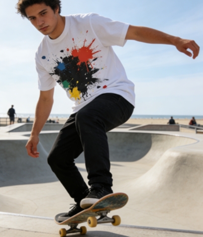 Streetwear Paint Splatter Graphic Tee