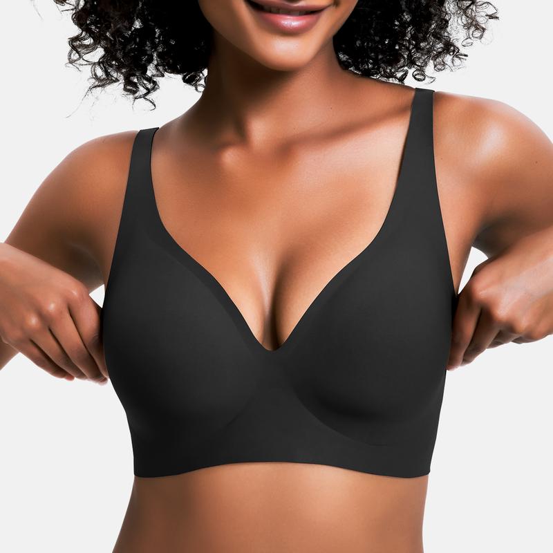 ✨🎁 Buy 1 Get 3 Packs🔥Womens Comfortable Wireless Bras Push Up Bralettes Seamless Tshirts Bras Deep V Everyday Bras