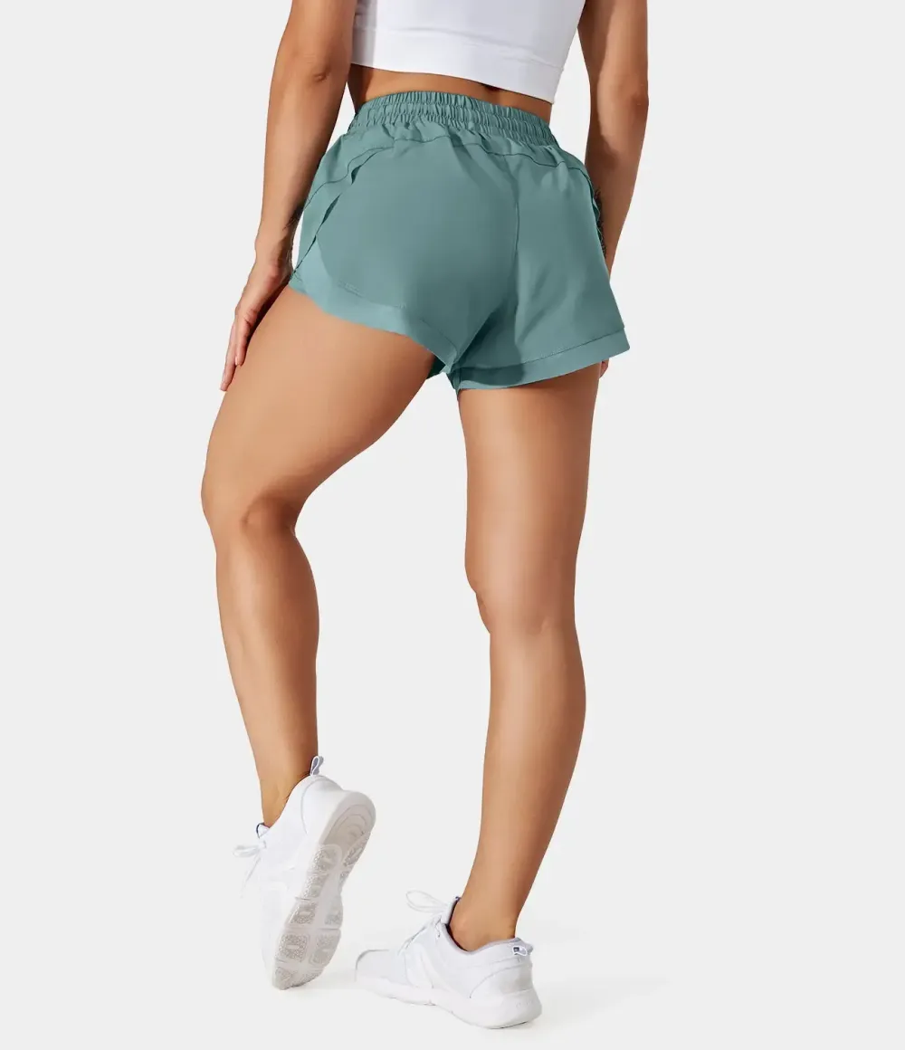 Contrast Flowy Mesh 2-in-1 Shorts