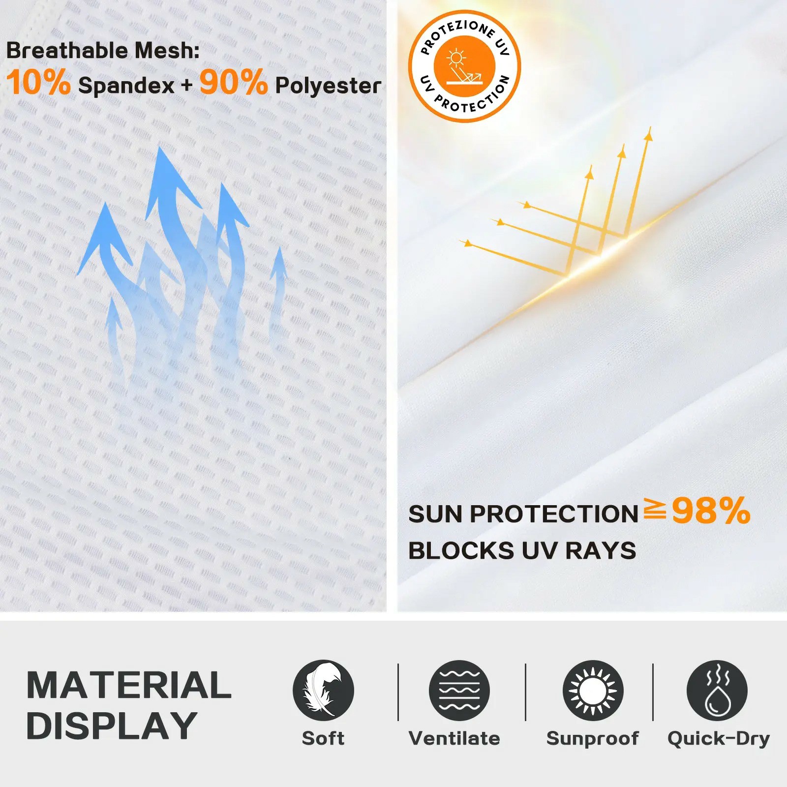 Men's UPF 50+ Sun Protection Hoodie with Face Mask & Neck Gaiter