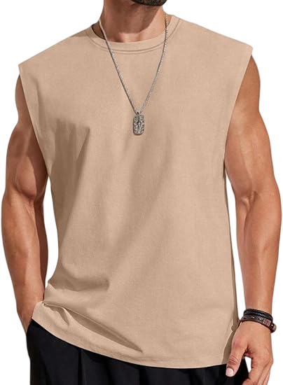 Men's Solid Color Round Neck Tank Top, Loose Casual Comfy Classic Crew Neck Sleeveless Top for Summer