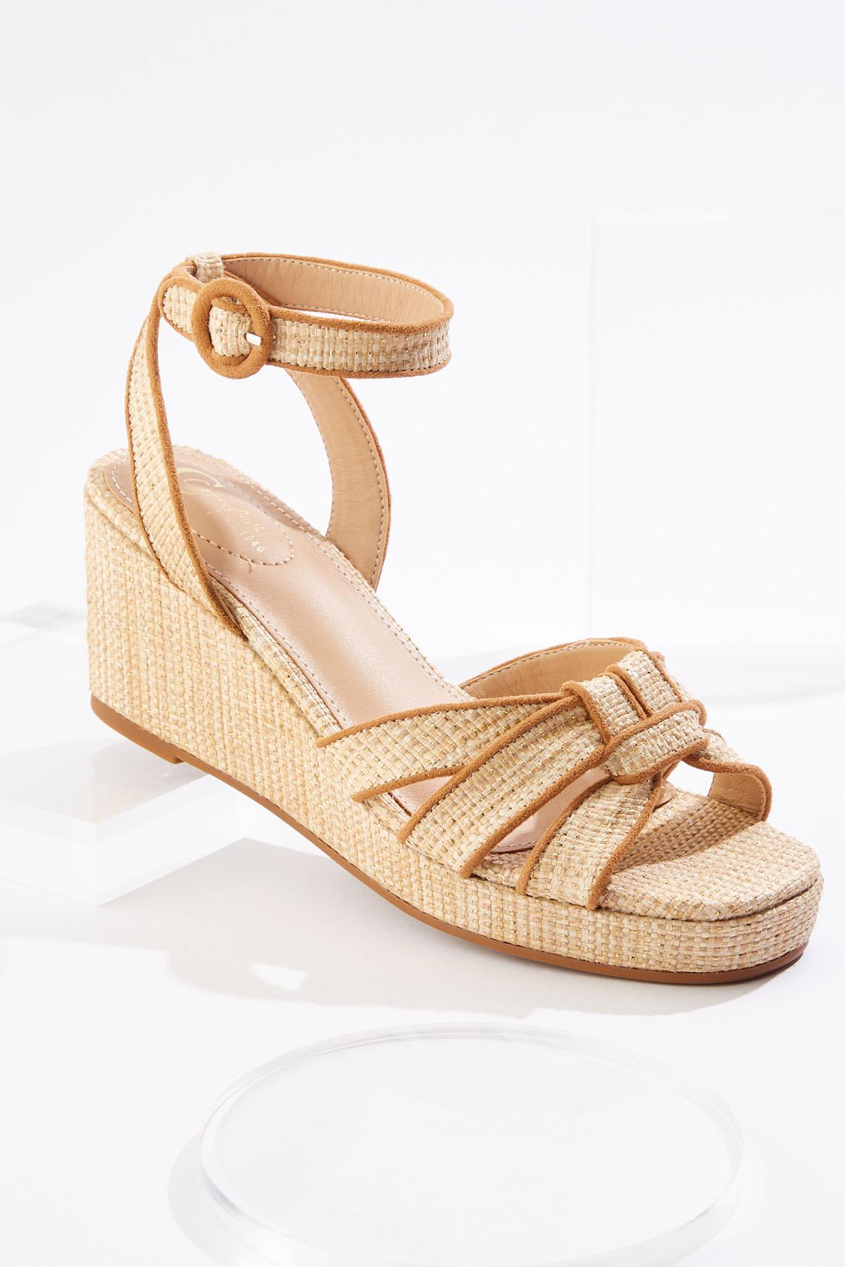 Raffia Knot Wedge Sandals
