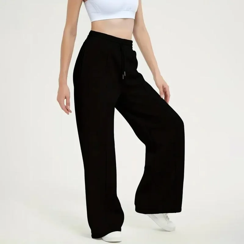 Women's Simple Design Straight Leg Drawstring Baggy Lounge Pants