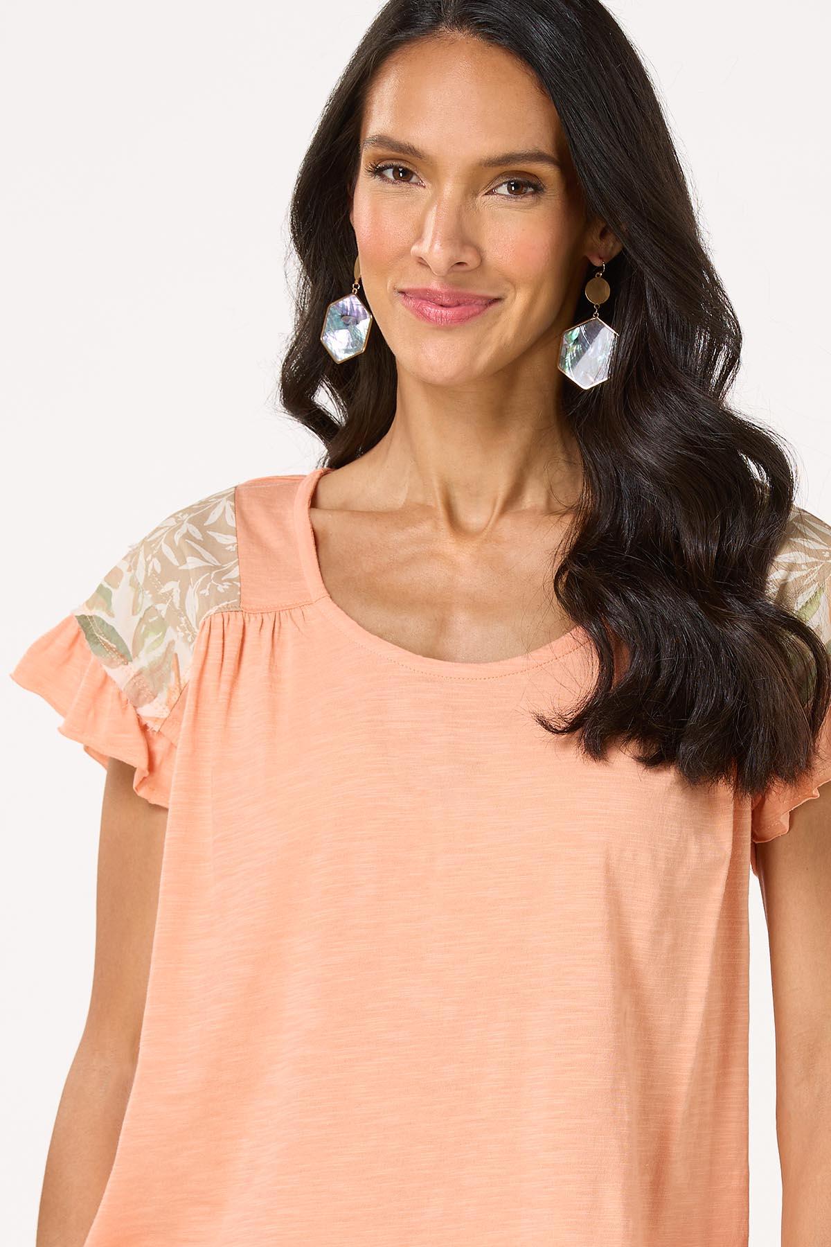 Ruffled Leaf Shoulder Top