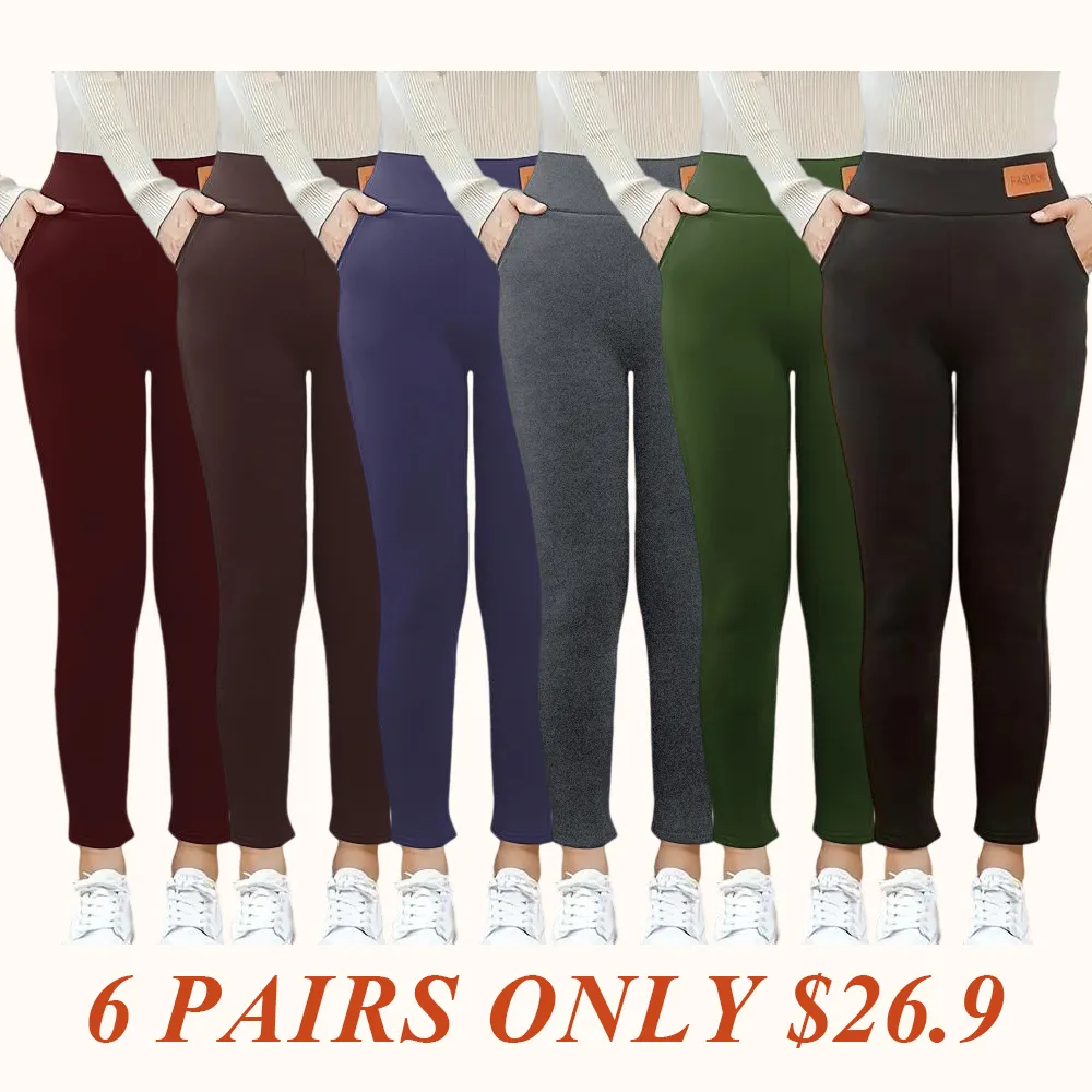 Women's solid casual plush leggings