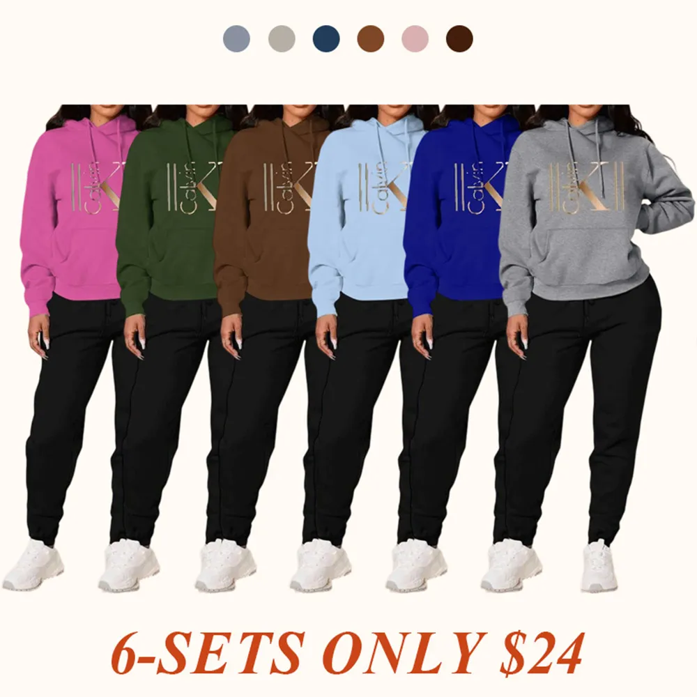 Women's Casual Hooded Sweatshirt Set