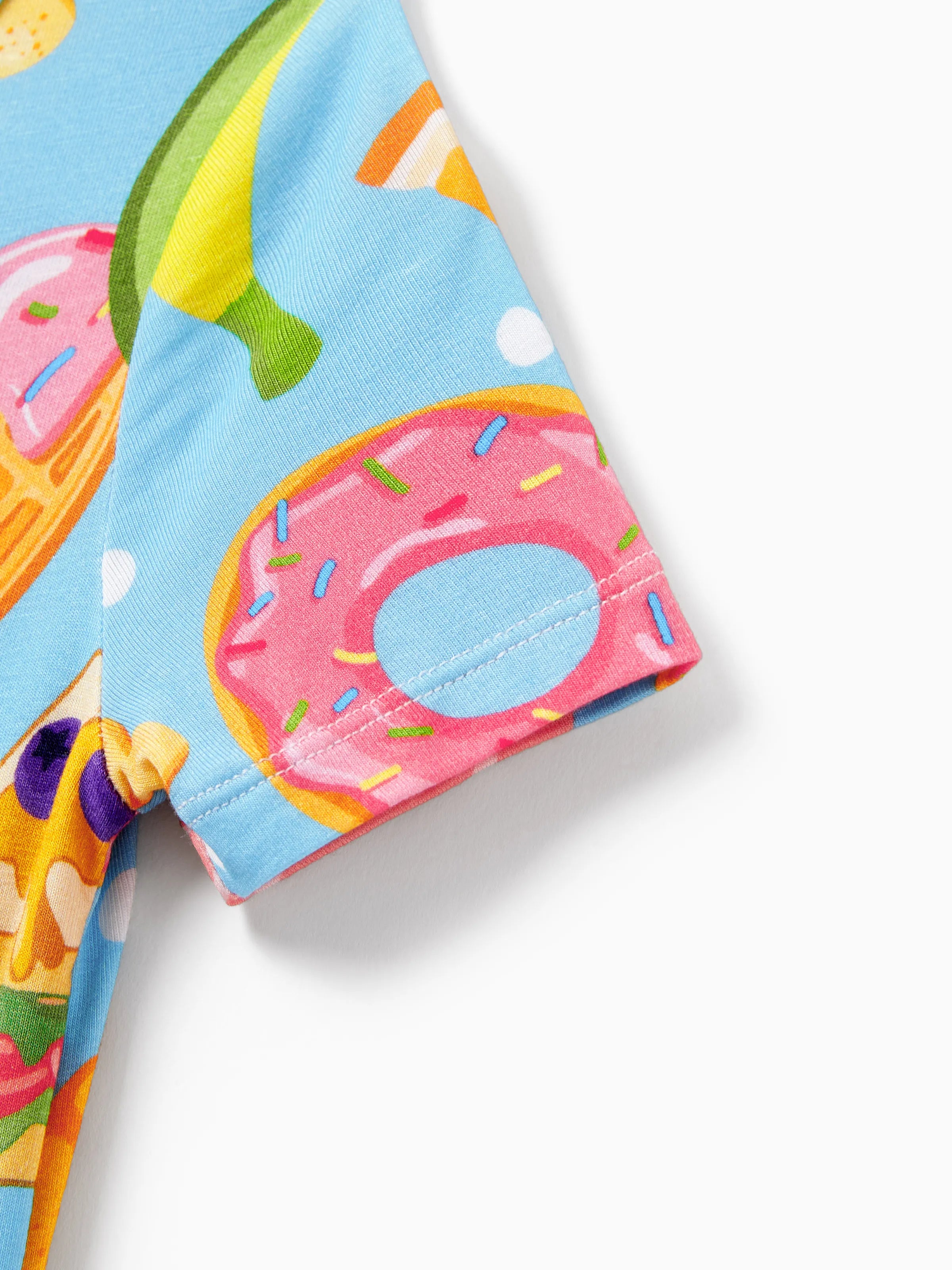 Family Matching Bamboo Pajamas Soft Bamboo Viscose PJs for Men Women Kids Toddler, Fun Food & Fruit Print Short-sleeve Sleepwear Blue