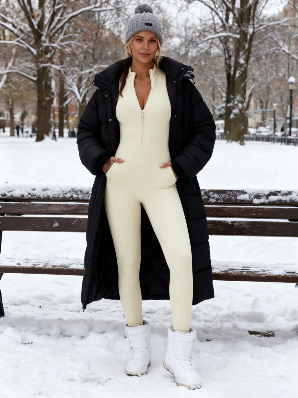 Women All-Season Zip Sports Yoga Jumpsuit