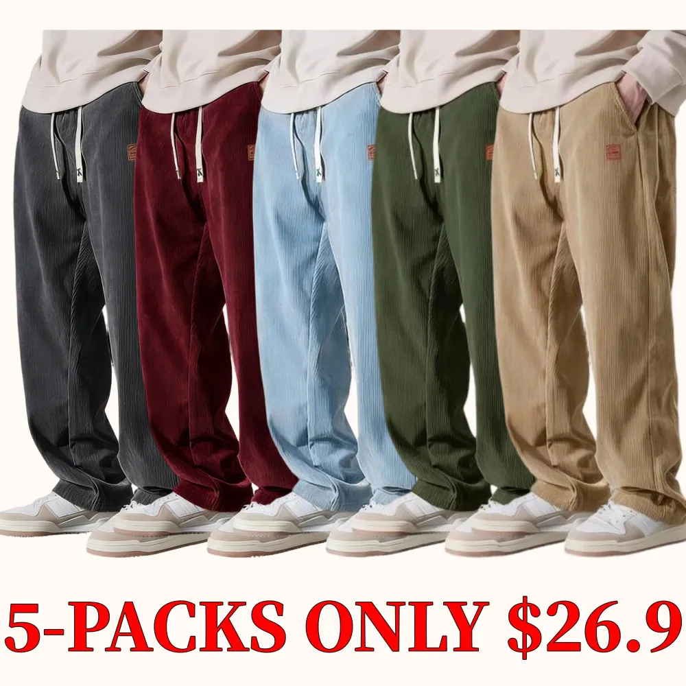 Men's corduroy straight-leg sweatpants