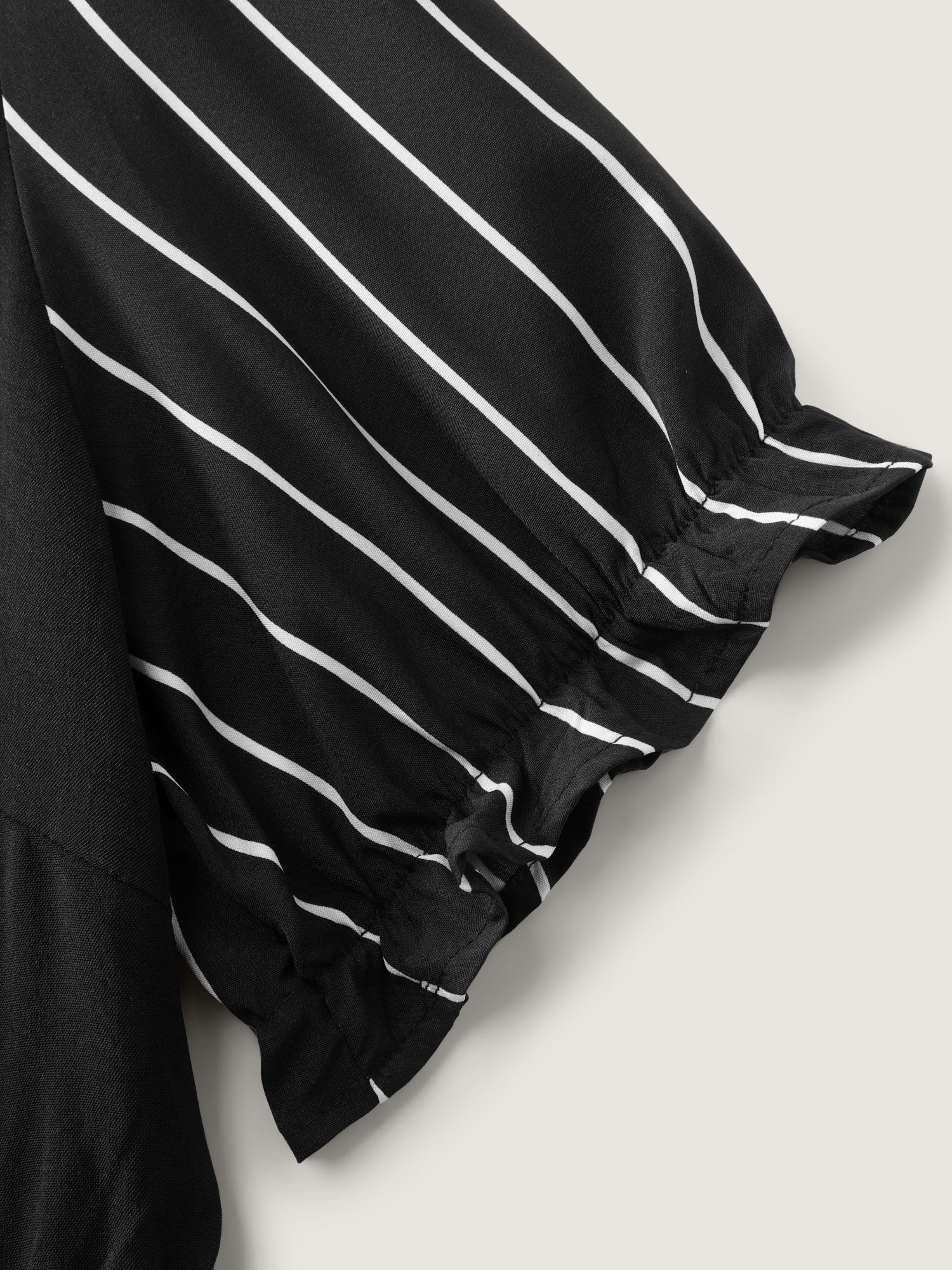 Striped Ribbon Neckline Contrast Midi Dress