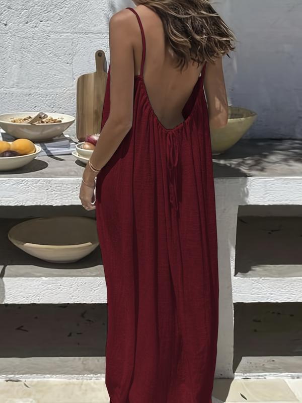 Women’s Summer Backless Cami Dress (Casual Sleeveless Beach Dress)