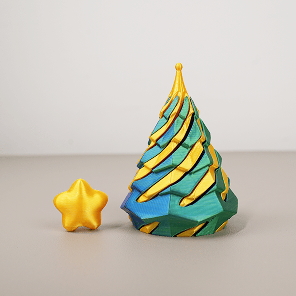 🎄 3D Printed Multicolor Christmas Tree Spiral Stacking Toy
