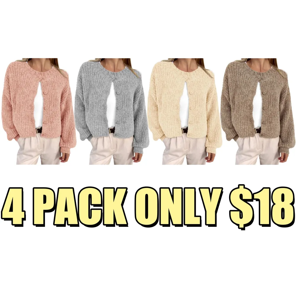 Women's Chunky Knit Fall Cardigan Winter Long Sleeve Button Down