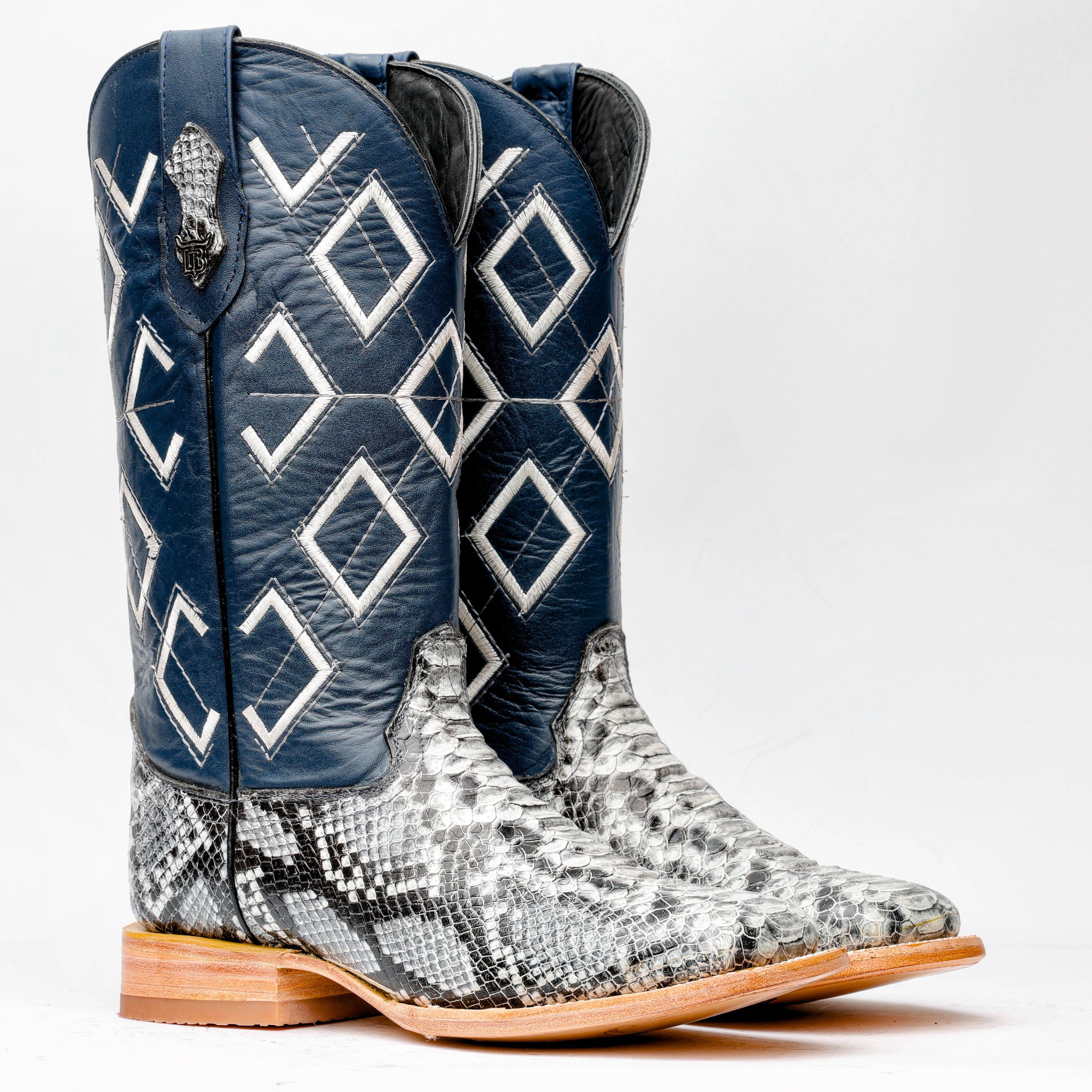 Natural Python Leather Boots - Square Toe