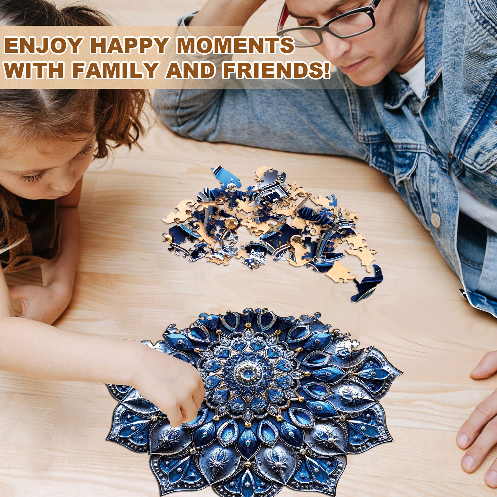 Blue Mandala Wooden Jigsaw Puzzle