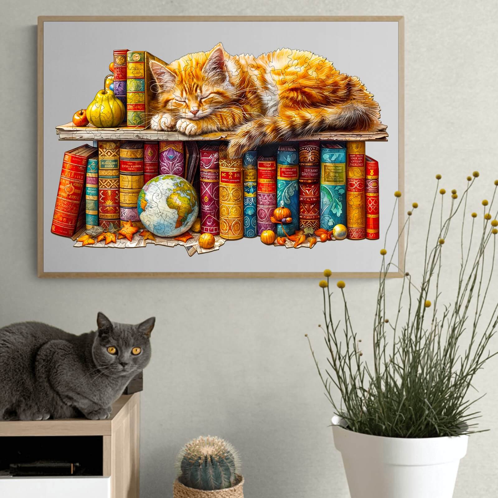 Dreamy Tabby Cat Wooden Jigsaw Puzzle