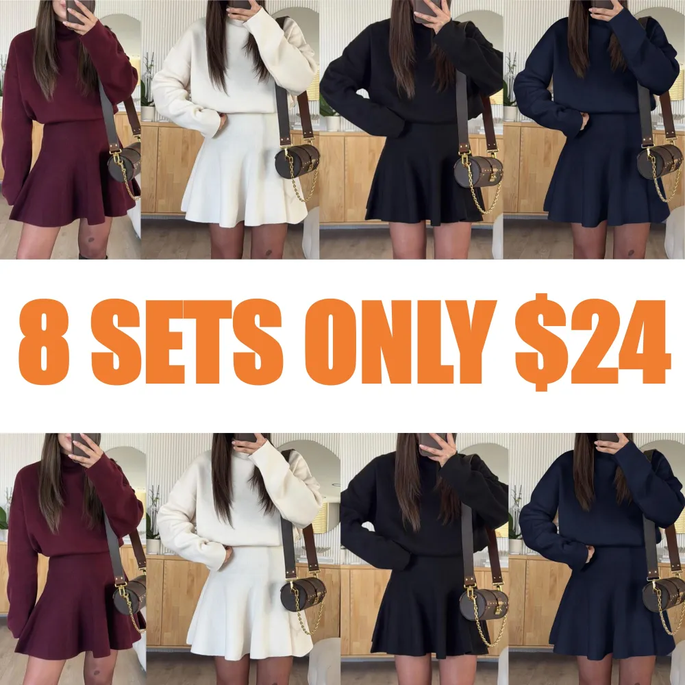 Women's Casual Half-High Neck Long Sleeve Knit Dress