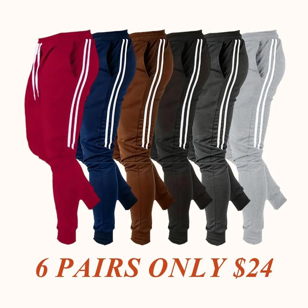 Men's athletic jogger pants with multiple colors and side stripes