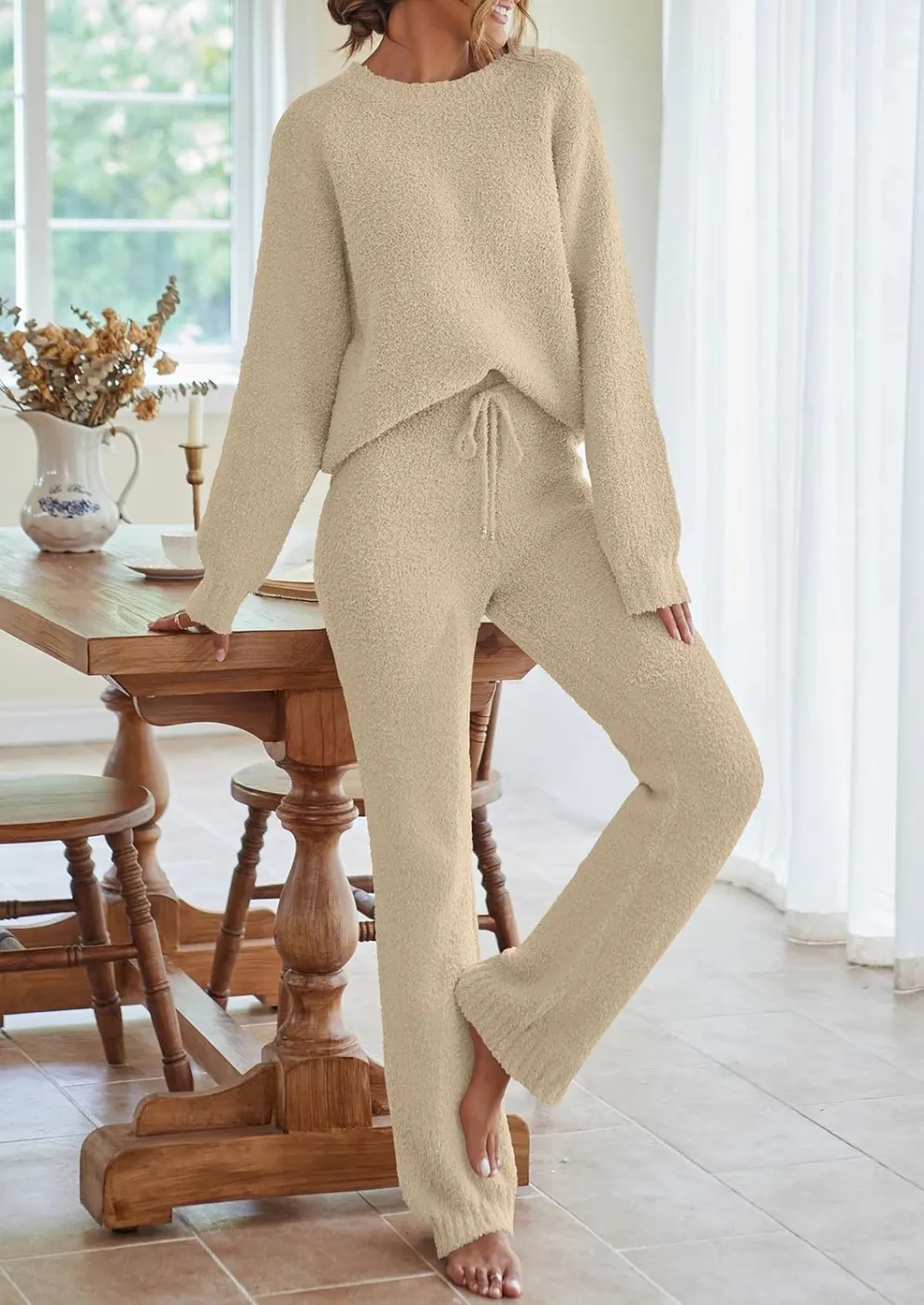 Womens Pajama Sets 2025 Fall Lounge Sweater Set