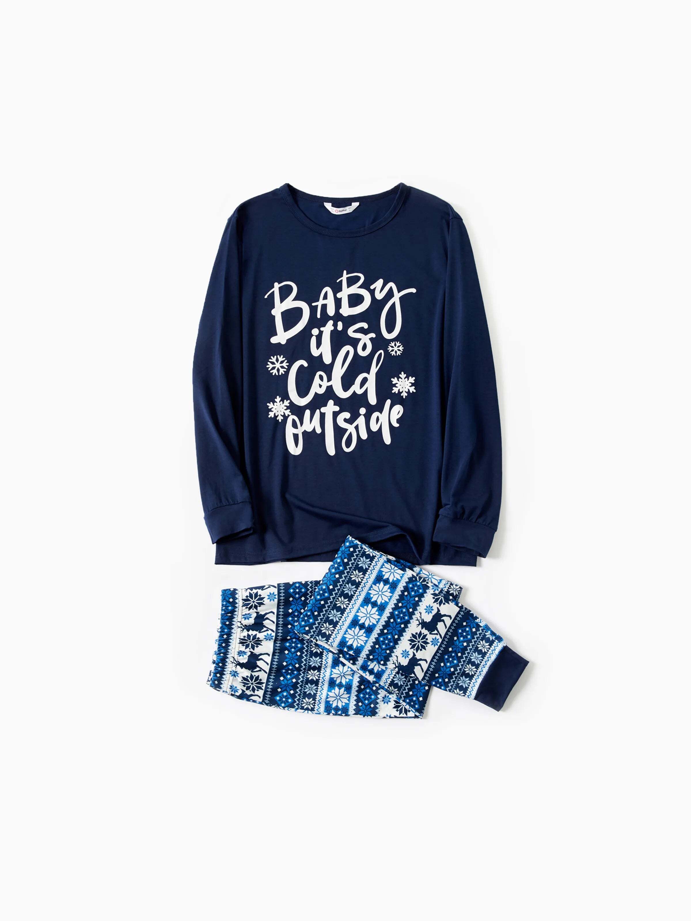 Mosaic Family Matching Letter Top Reindeer Pants Christmas Pajamas Sets with Christmas Socks Deep Blue