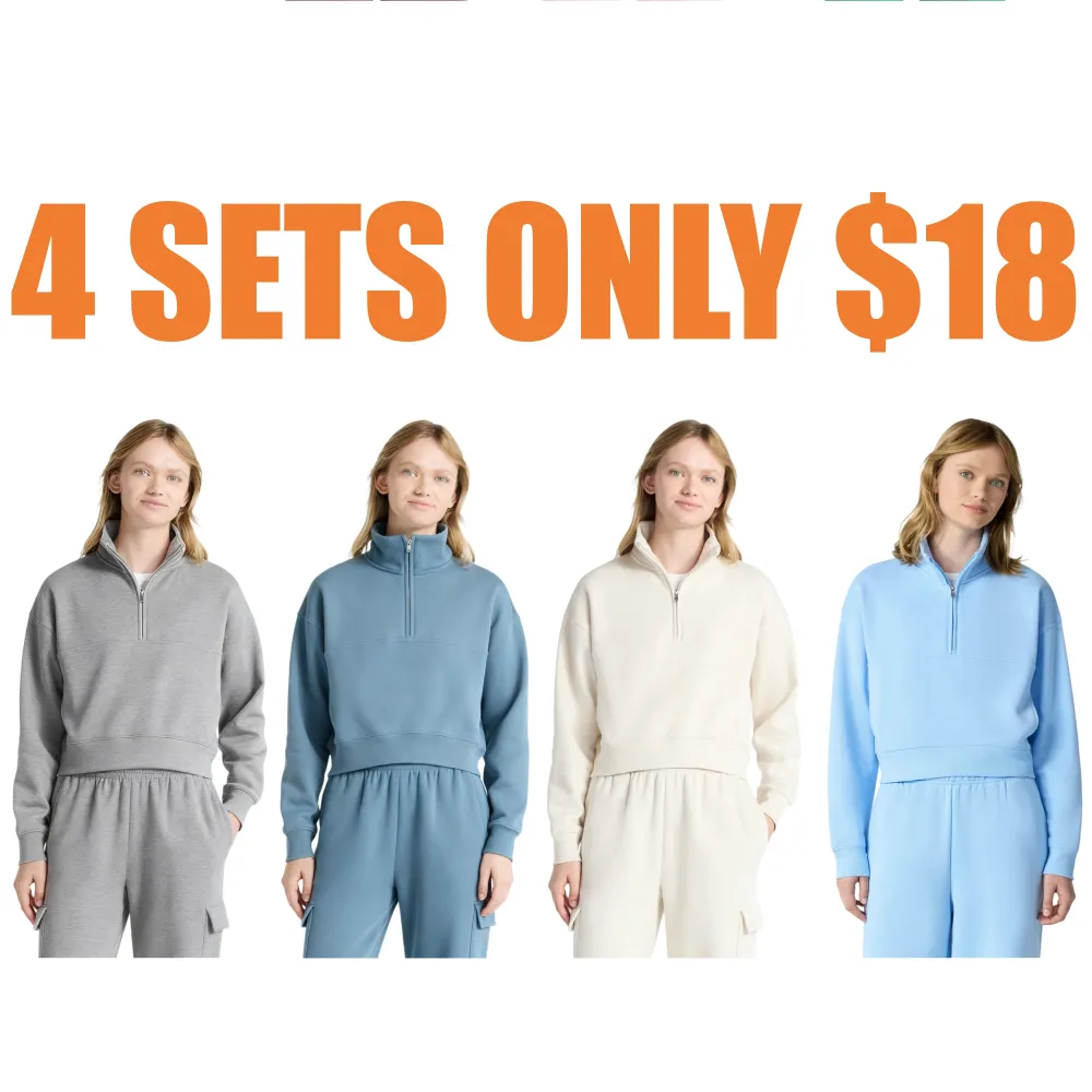 Women’s 2-Piece Set – Half Zip Sweatshirt & Wide Leg Pants