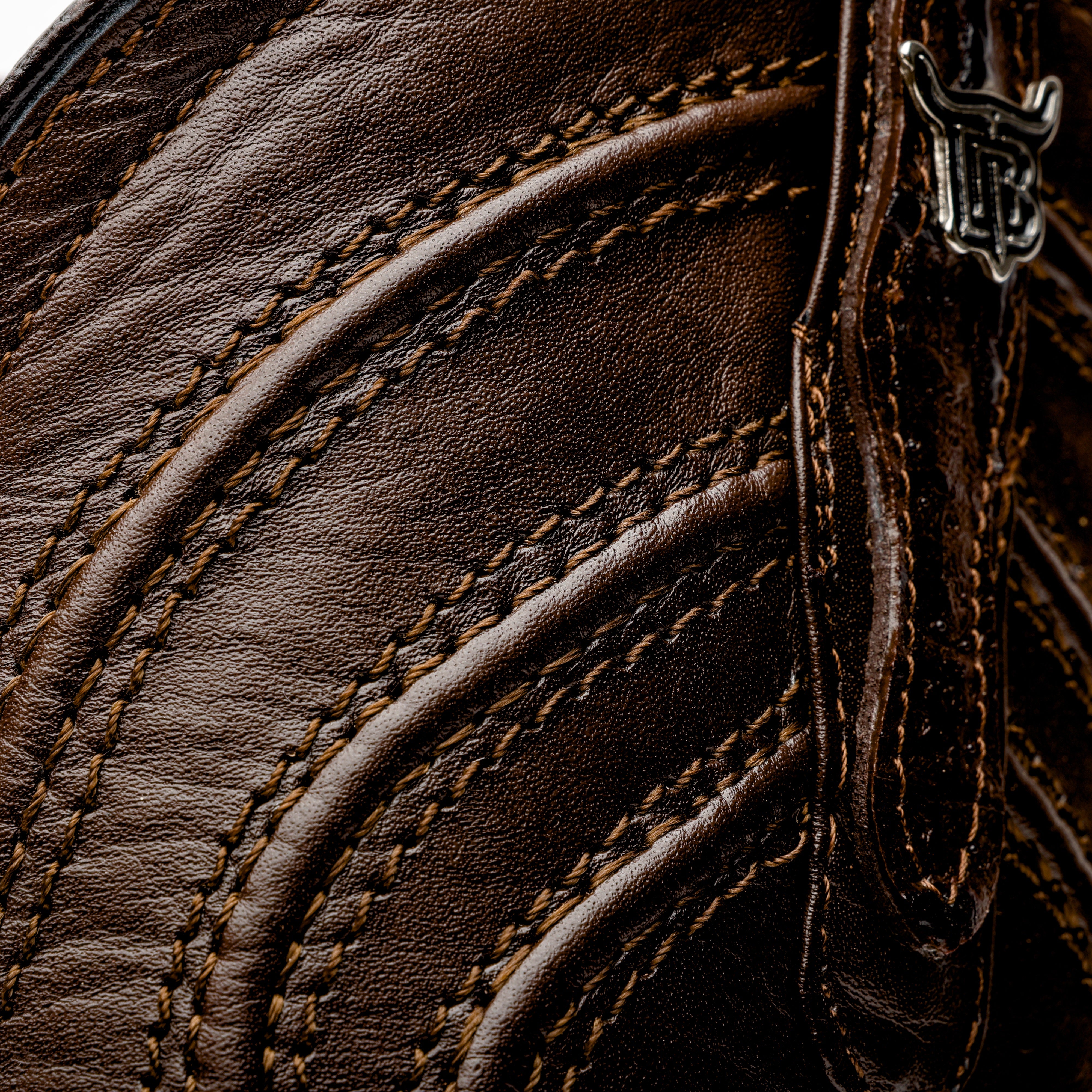 Brown Caiman Neck Leather Boots - Square Toe