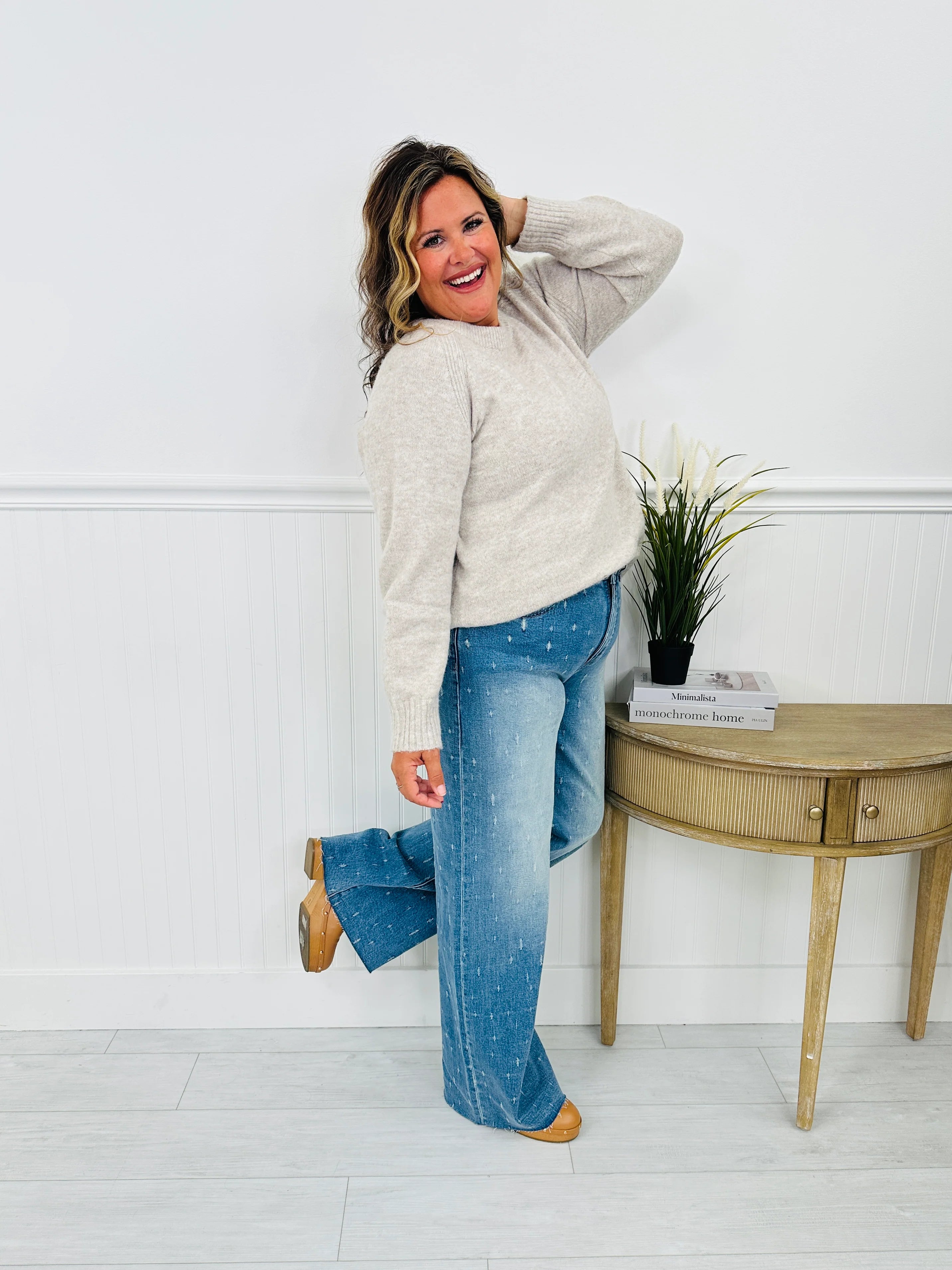 Cat Scratch Fever Tummy Control Wide Leg Jeans