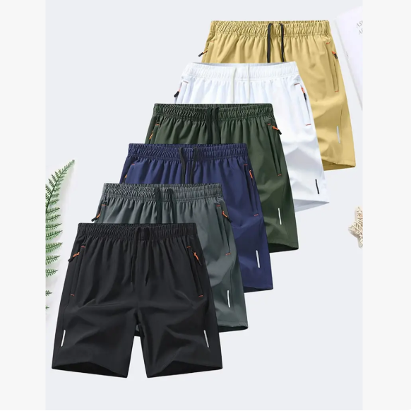 6-piece set summer ice silk beach shorts, quick-dry sports casual pants