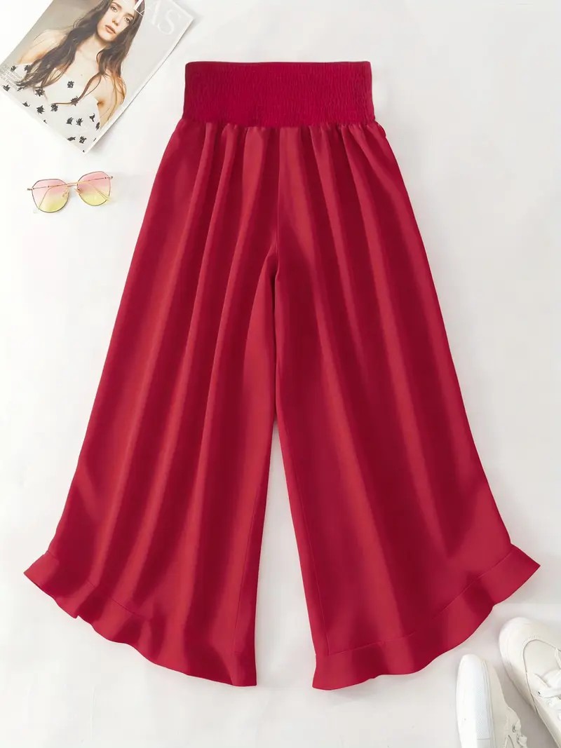 Women's Ditsy Floral Print Wide Leg Pants – Casual Summer Trousers