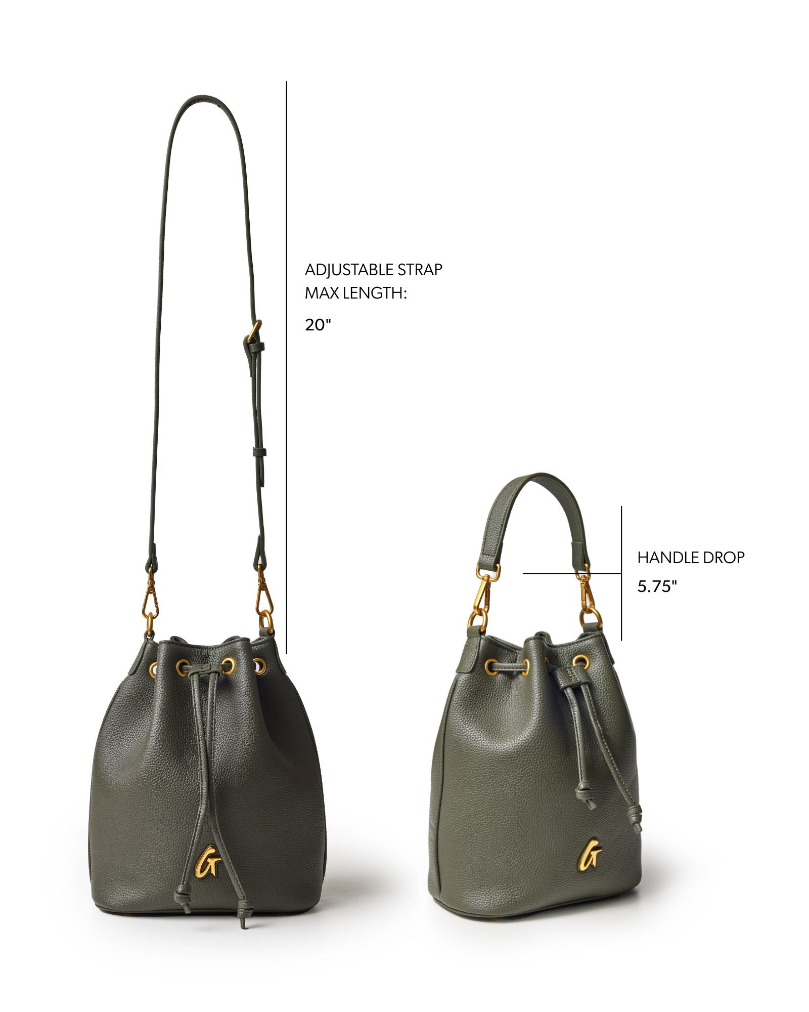 MEDIUM PEBBLE BUCKET BAG - OLIVE GREEN
