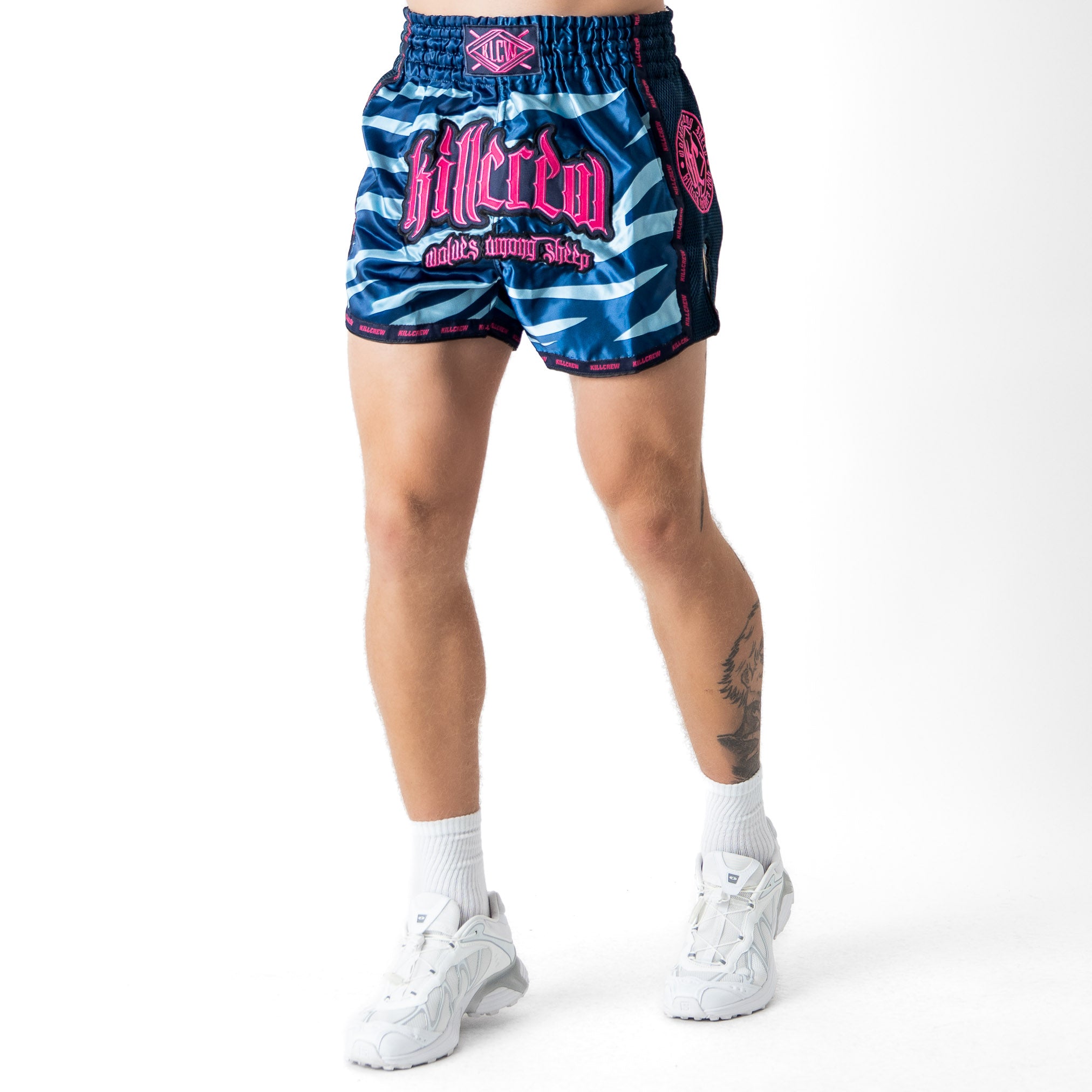 MUAY THAI FIGHT SHORTS -  TIGER PINK / BLUE