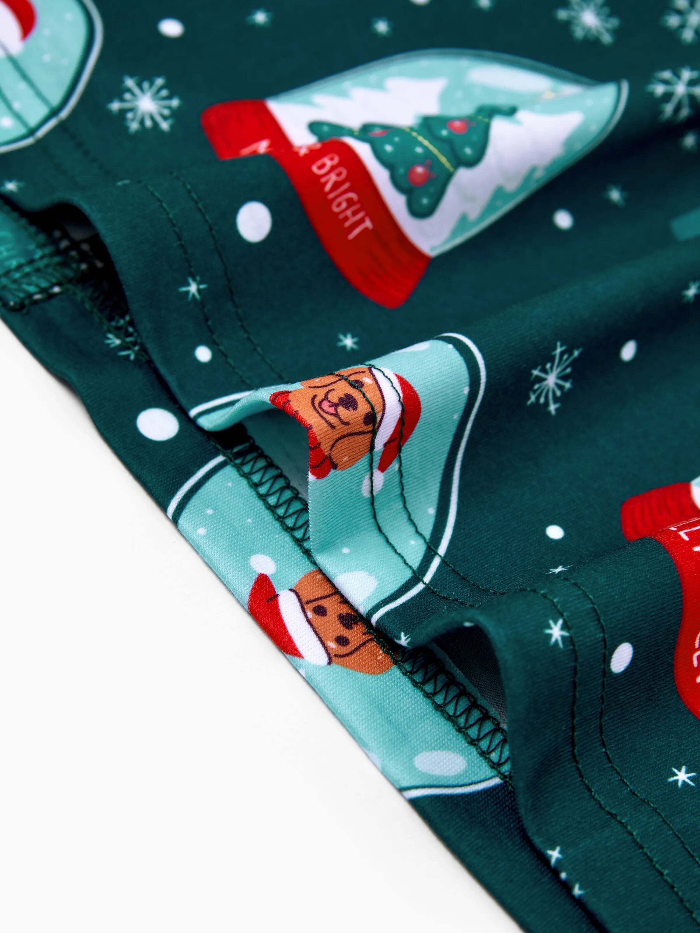 Christmas Matching Family Pajamas Set Santa Claus Christmas-themed Print PJS Turquoise
