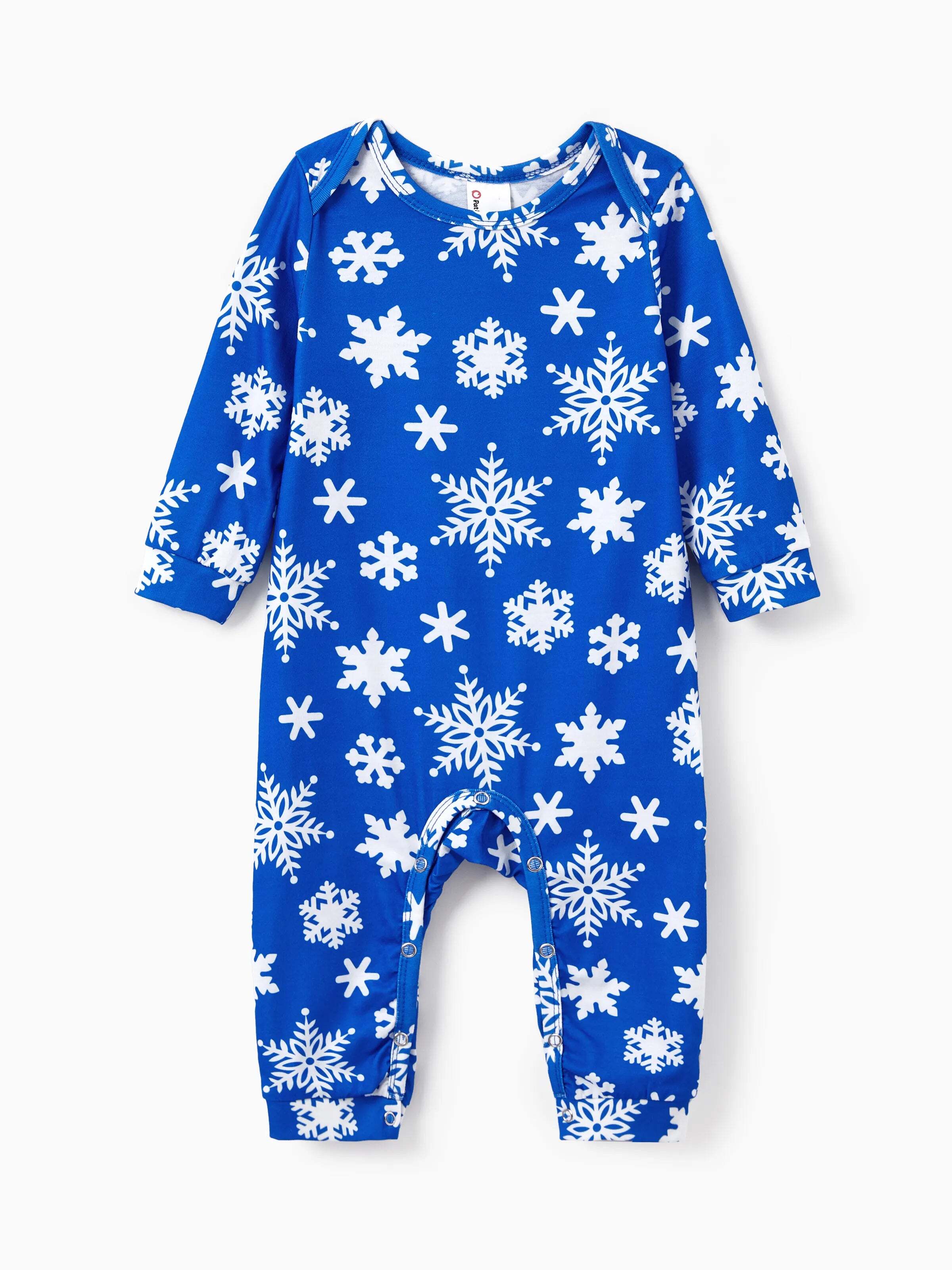 Christmas Matching Family Pajamas Set Snowflake Print Blue PJS with Christmas Socks Blue