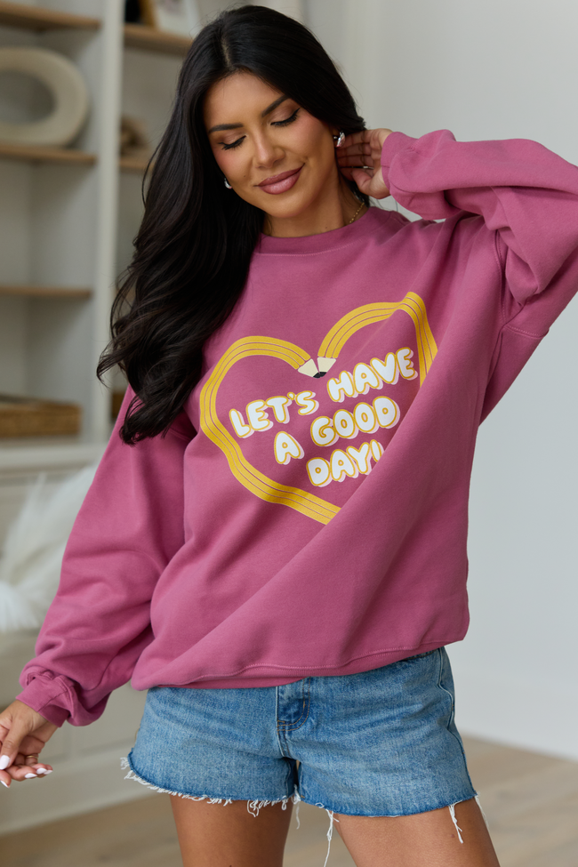 Pencil Heart Rose Graphic Sweatshirt