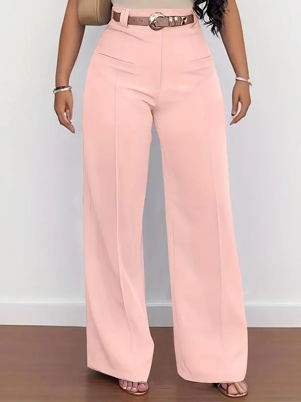 Women's Plain Pocket Wide Leg Pants