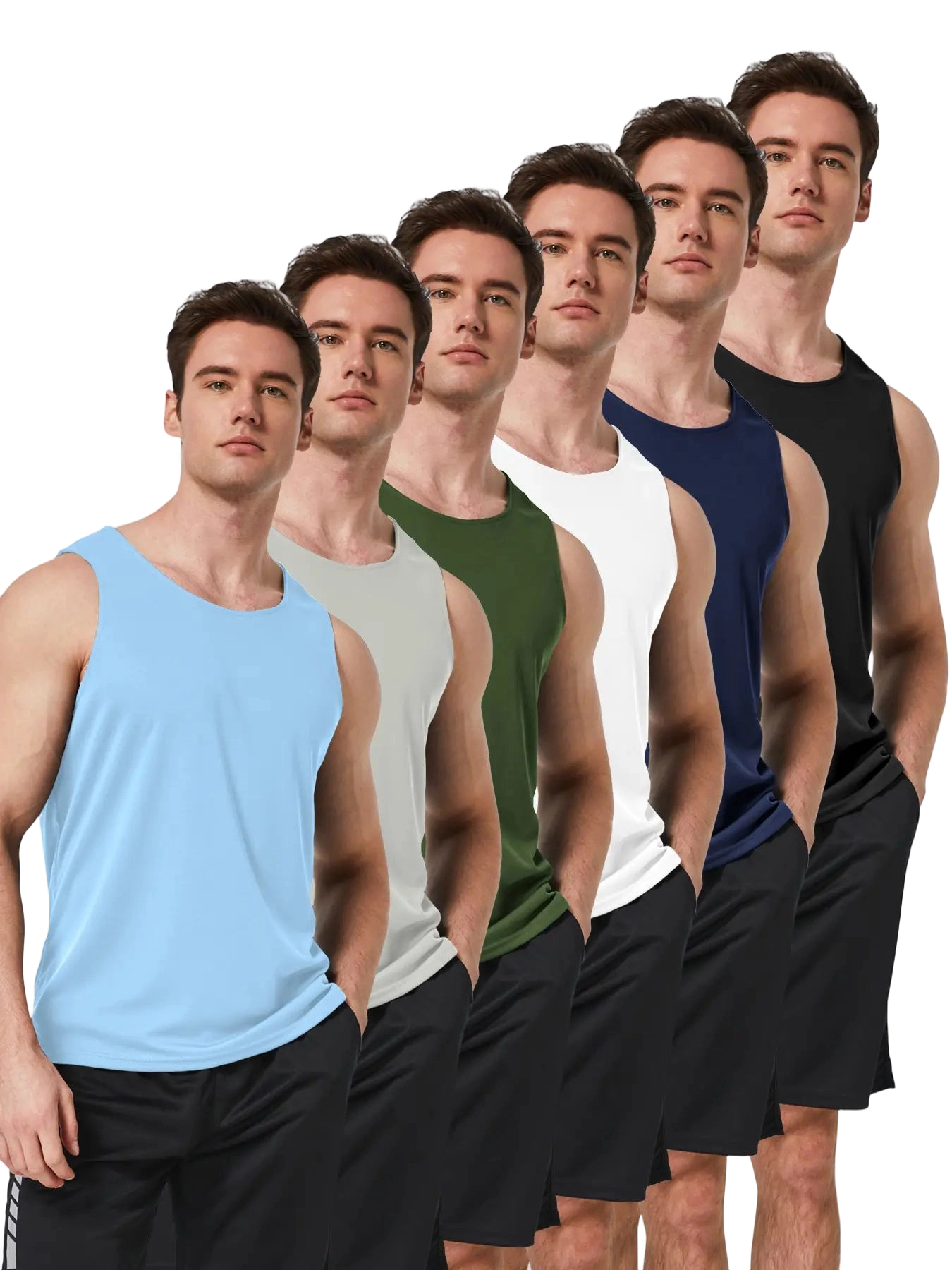 Men's Workout Tank Tops UPF 50+ Swim Shirts Quick Dry Running Sleeveless UV Protection Muscle Tees