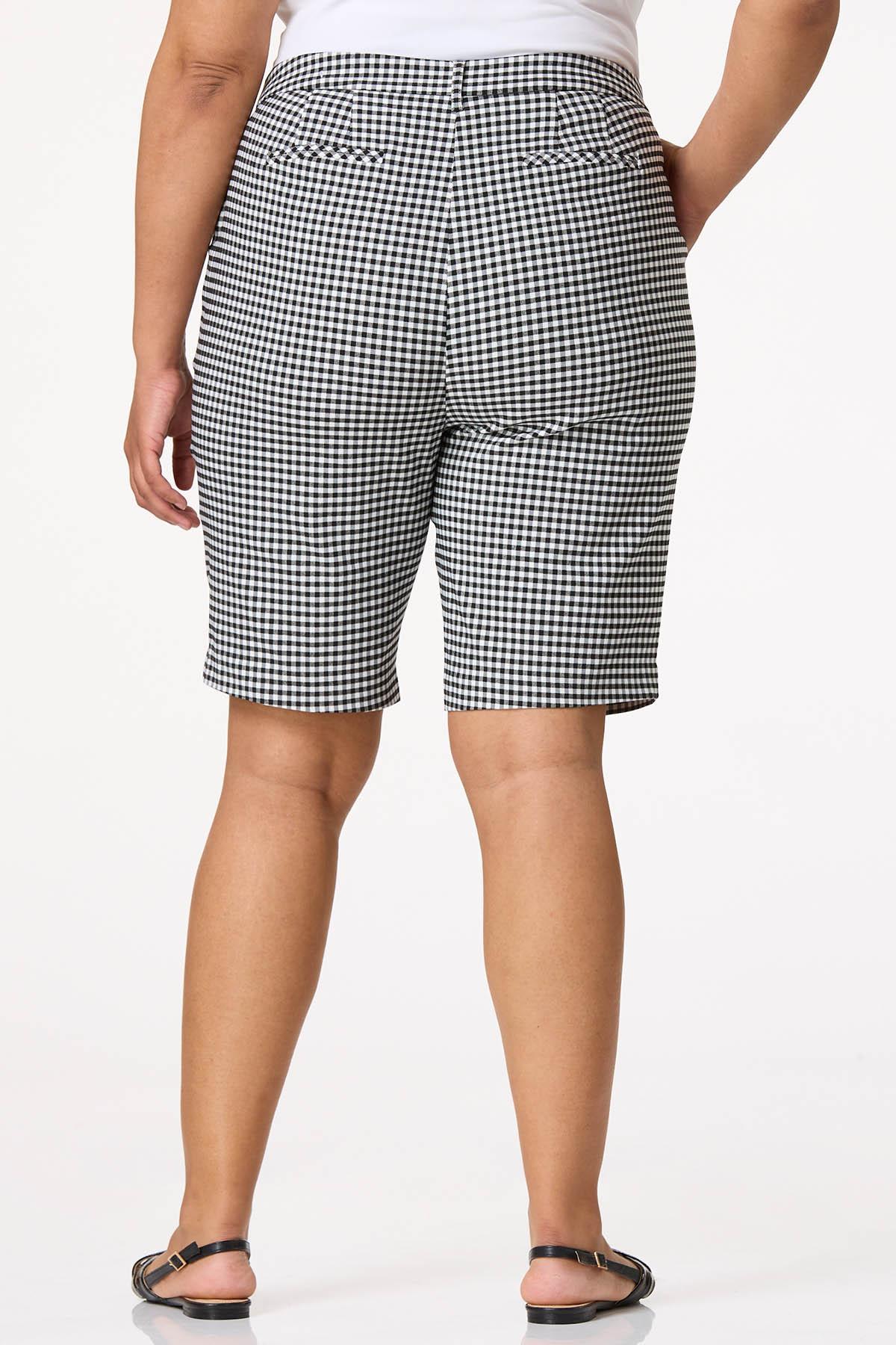 Plus Size Gingham Bengaline Shorts