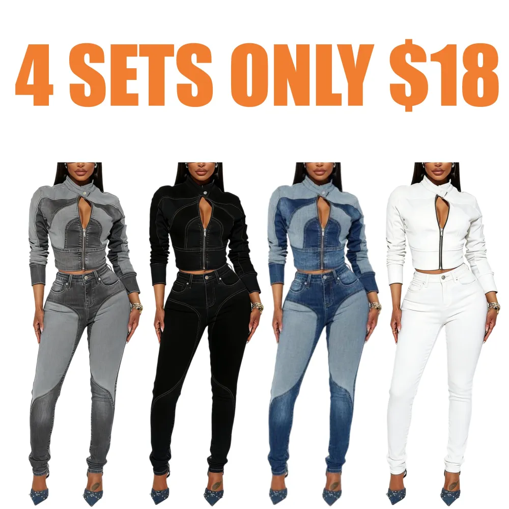 Women's Two Tone Denim Set