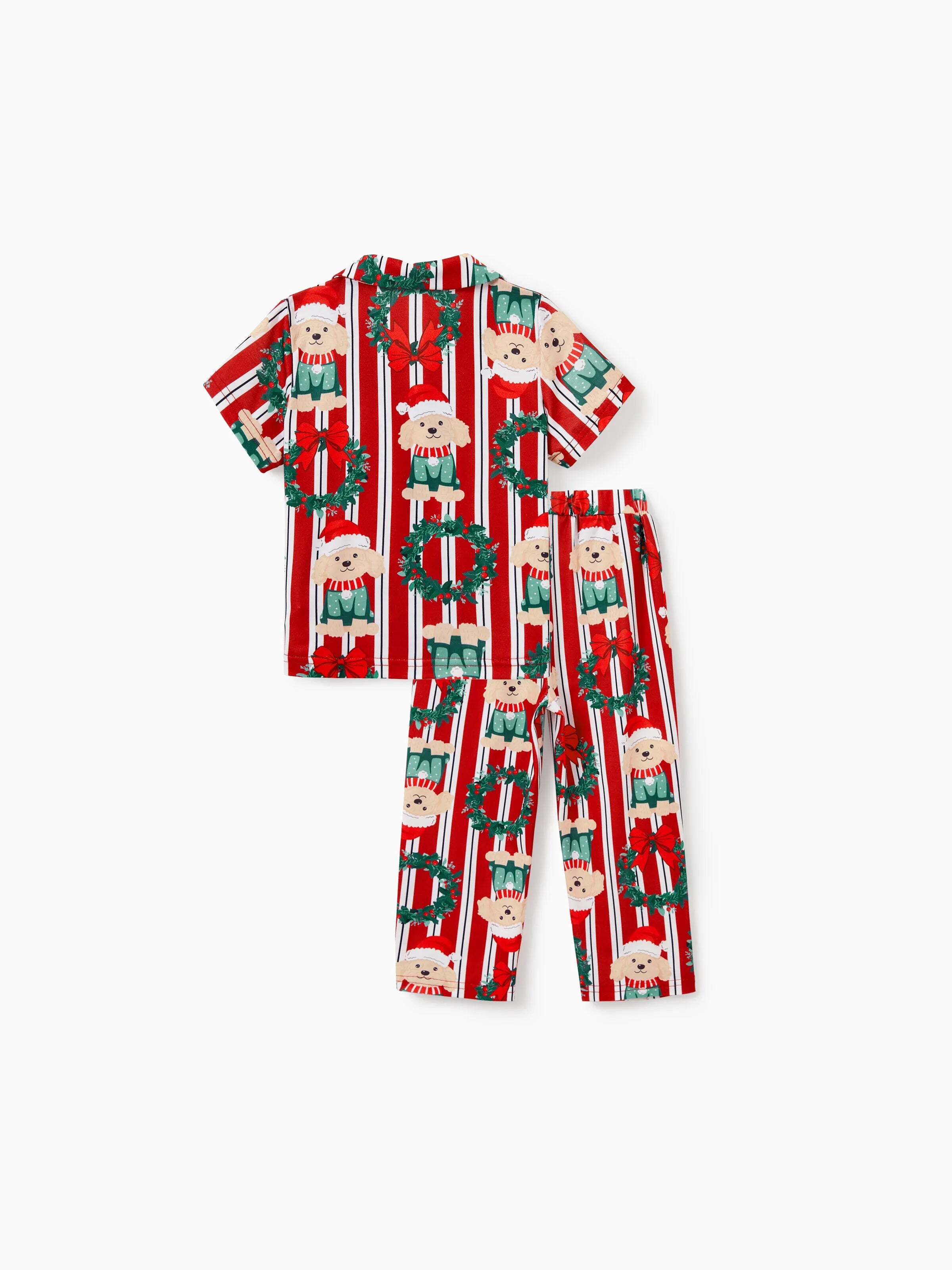 Christmas Matching Family Pajamas Set Christmas Doggy Print Red PJS Red
