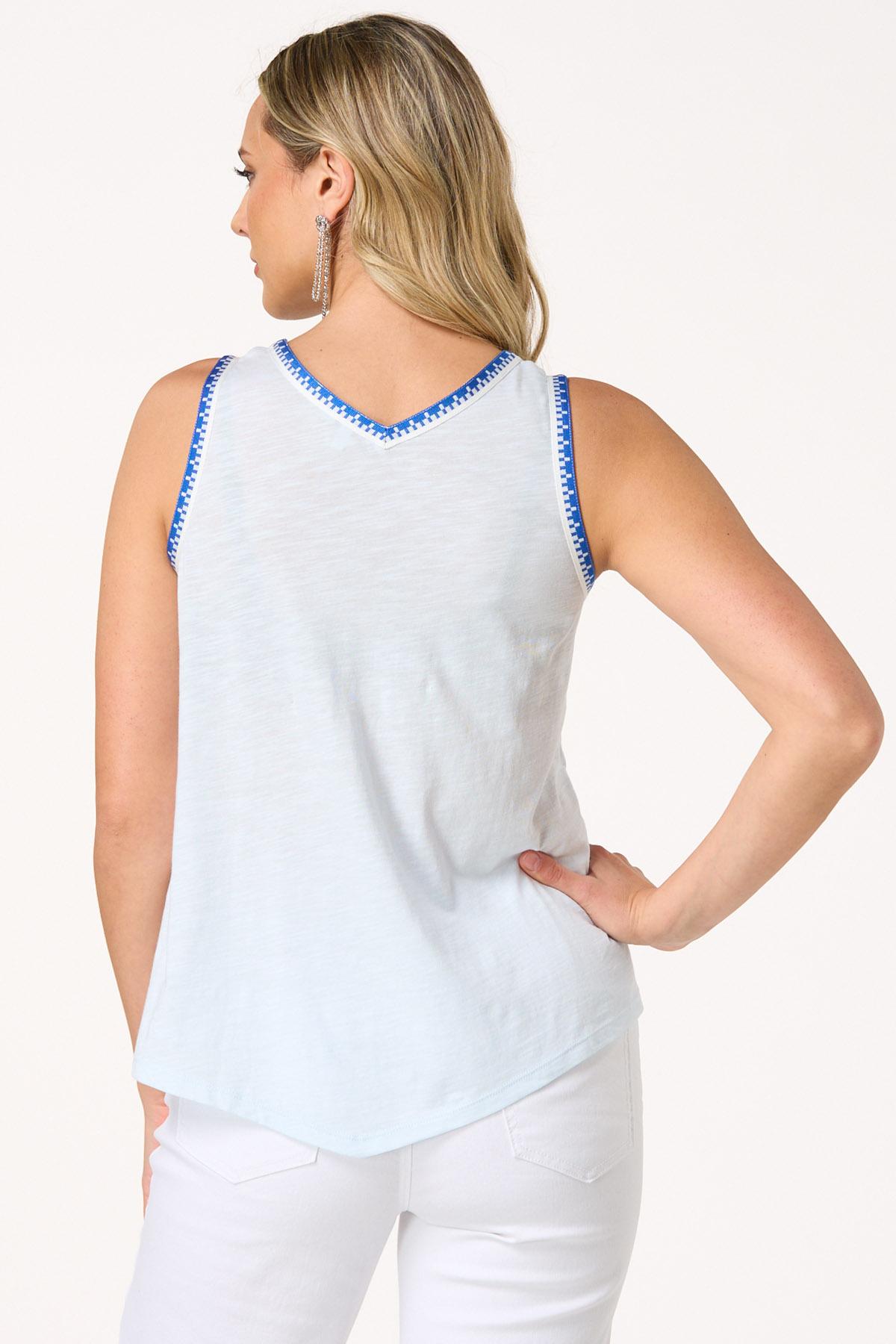 Embroidered Trim Tank