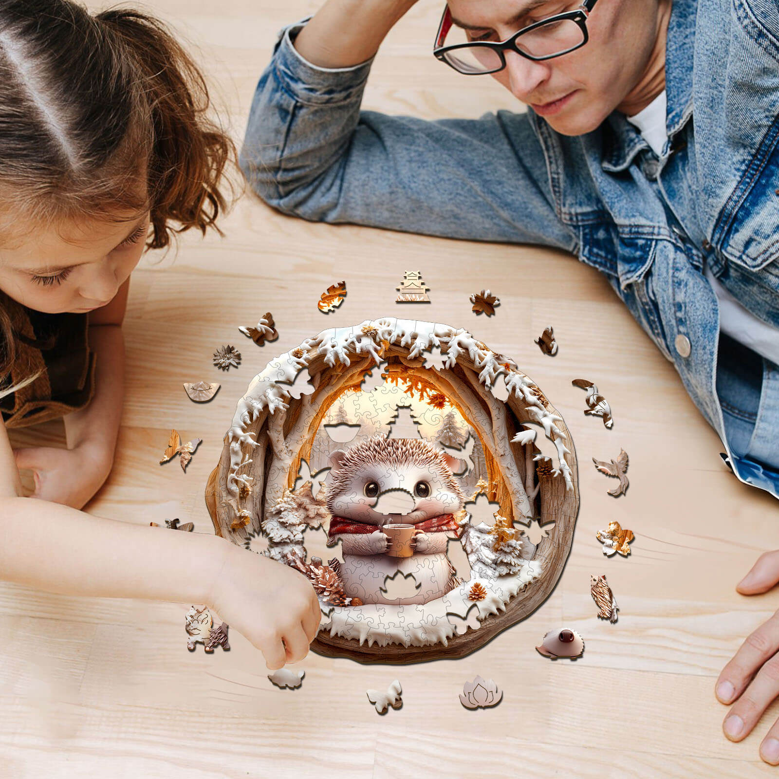 3D Cave Hedgehog Wooden Jigsaw Puzzle