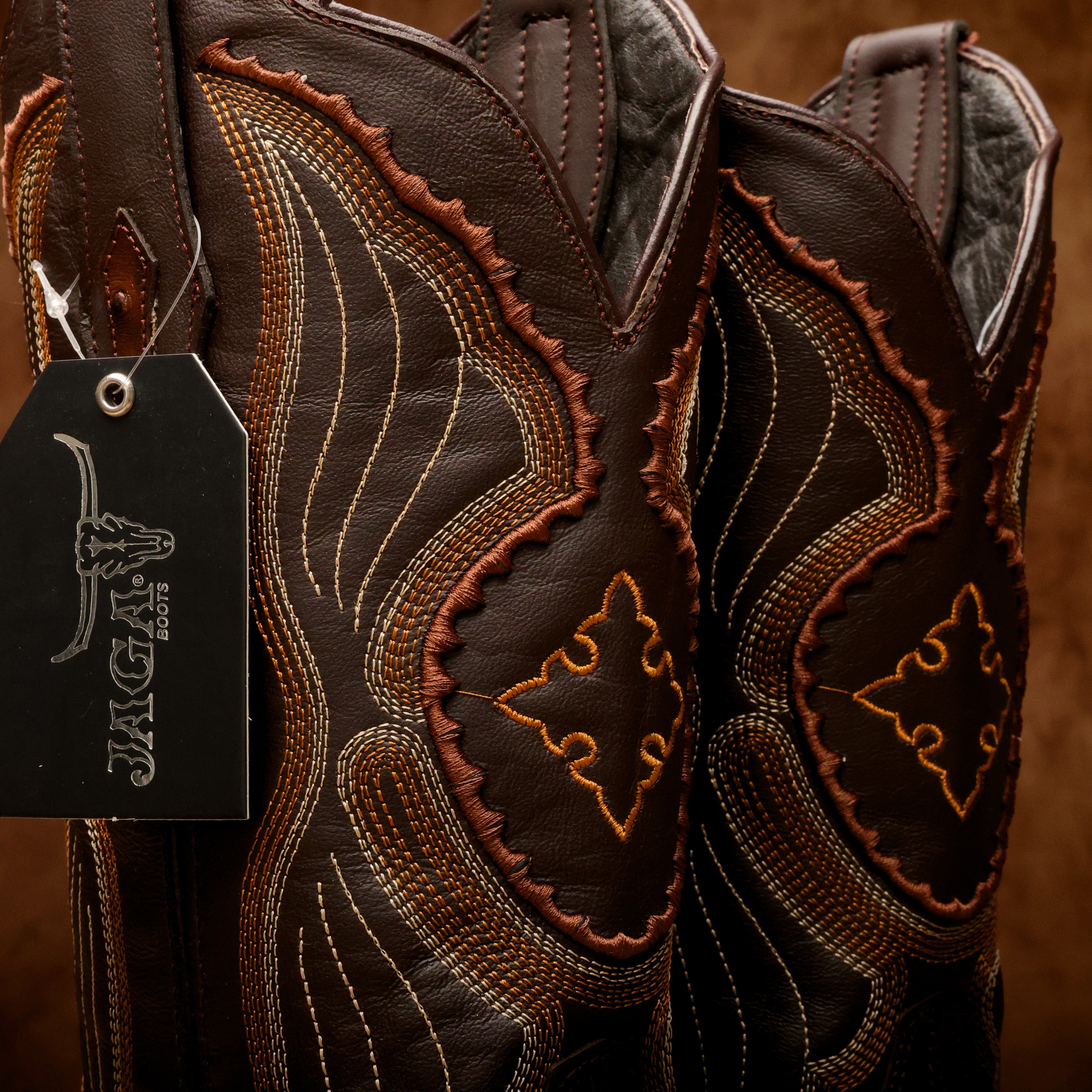 Chocolate Brown Ostrich Leather Boots - Square Toe