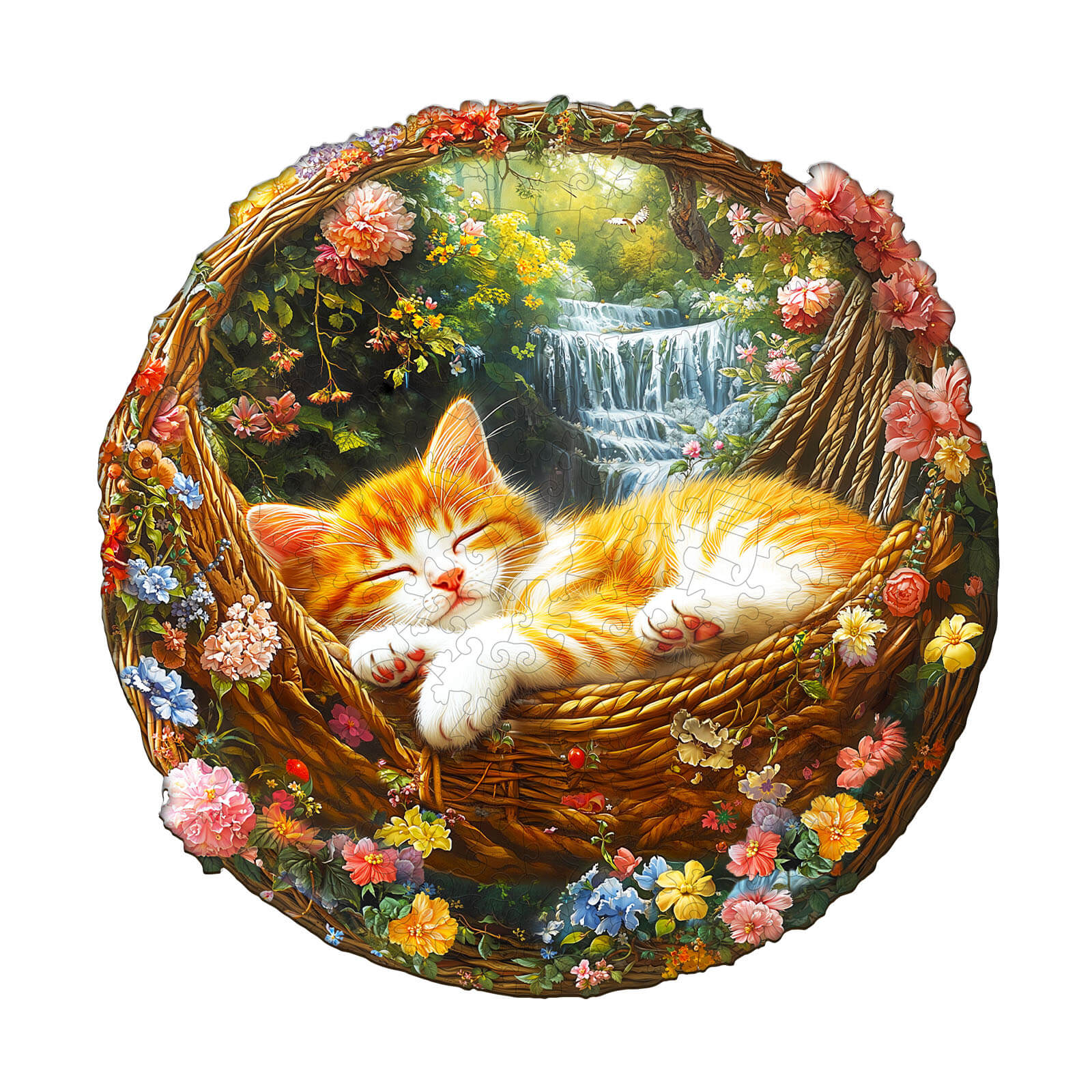 Garden nap kitten Wooden Jigsaw Puzzle