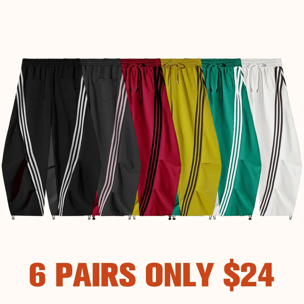 Loose Wide Leg Striped Track Pants Women's Casual Streetwear Joggers