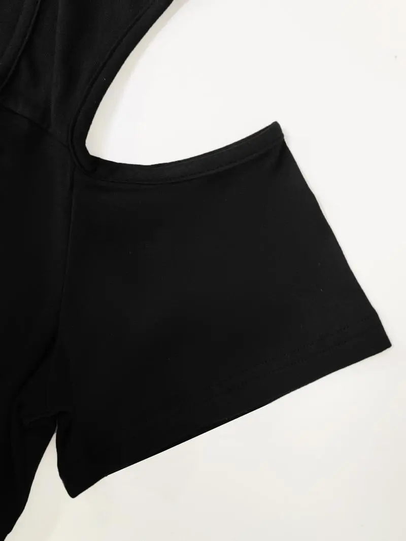 [Plus Size] Cold Shoulder Tee, Casual Asymmetrical Hem Short Sleeve T-shirt for Summer, Women's Plus Clothing for Daily Wear