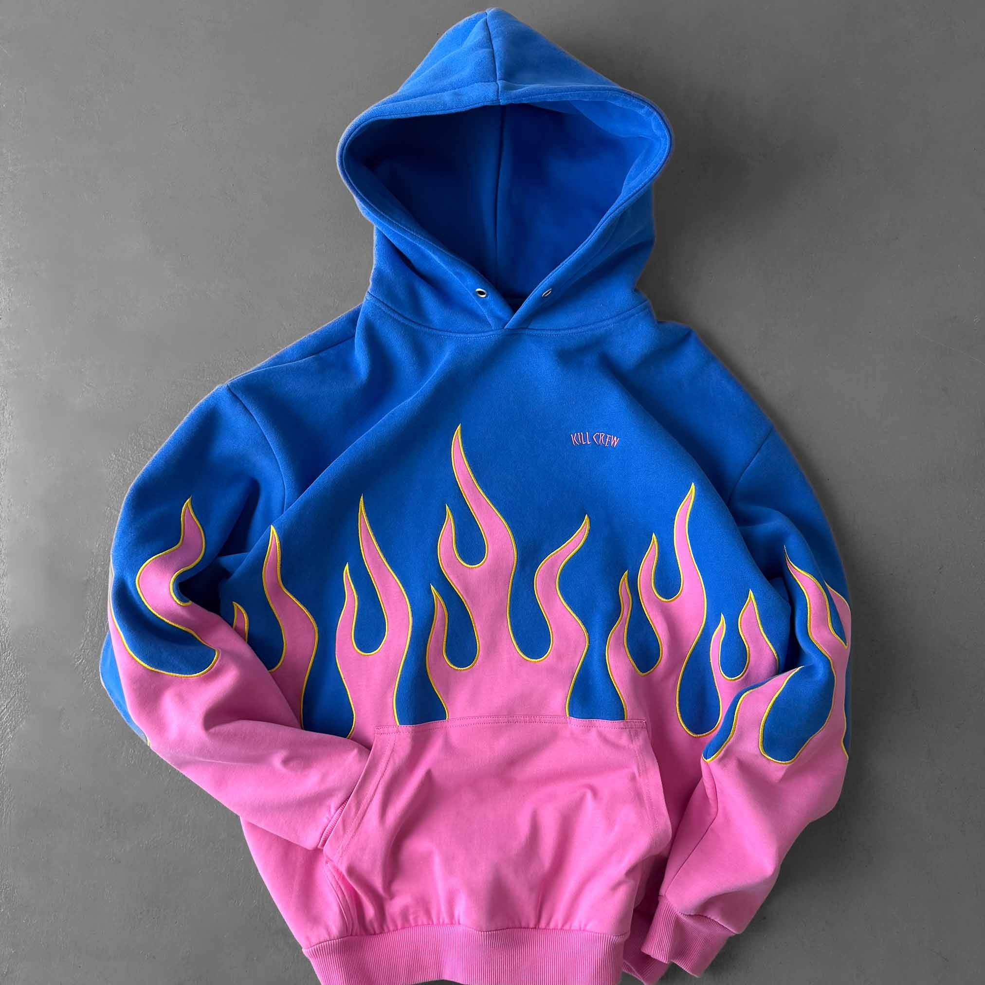OVERSIZED PREMIUM HEATER HOODIE - BLUE / PINK