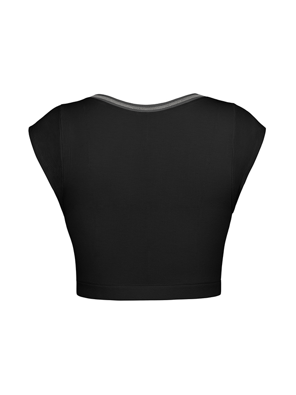 Split-Joint Cap Sleeve Skinny Deep V-Neck Vest Top