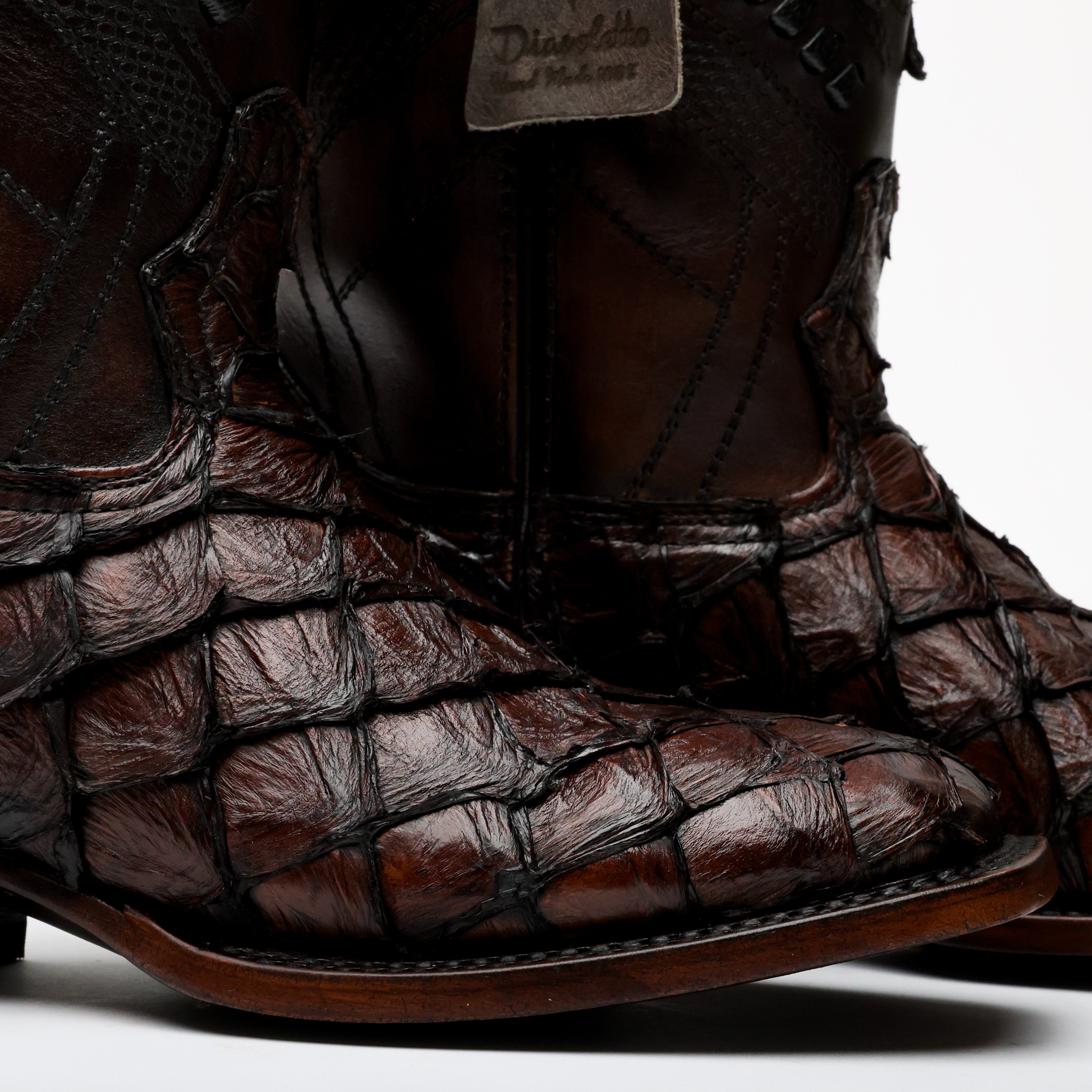 AUTHENTIC Brown Pirarucu Boots - Square Toe