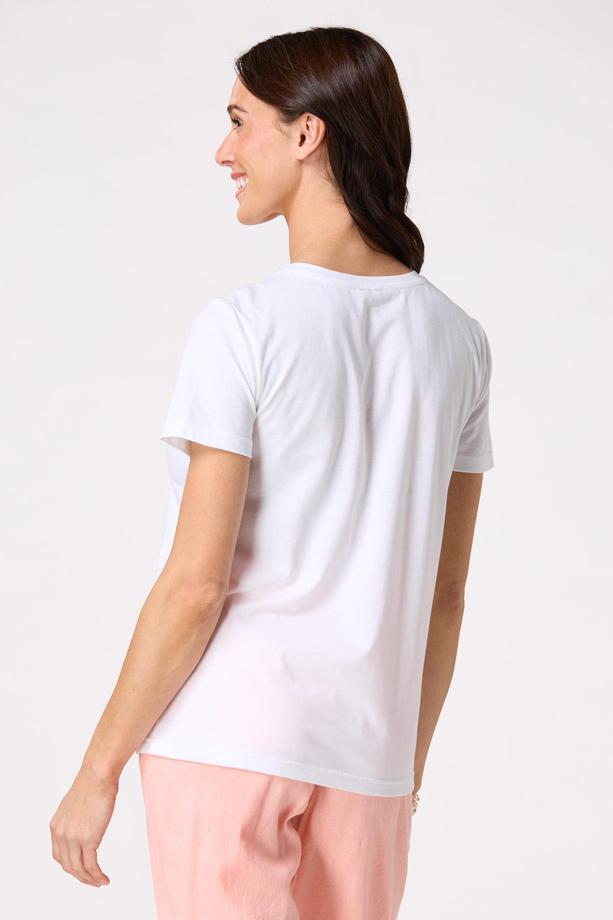 Crocheted Flower Embellished Tee