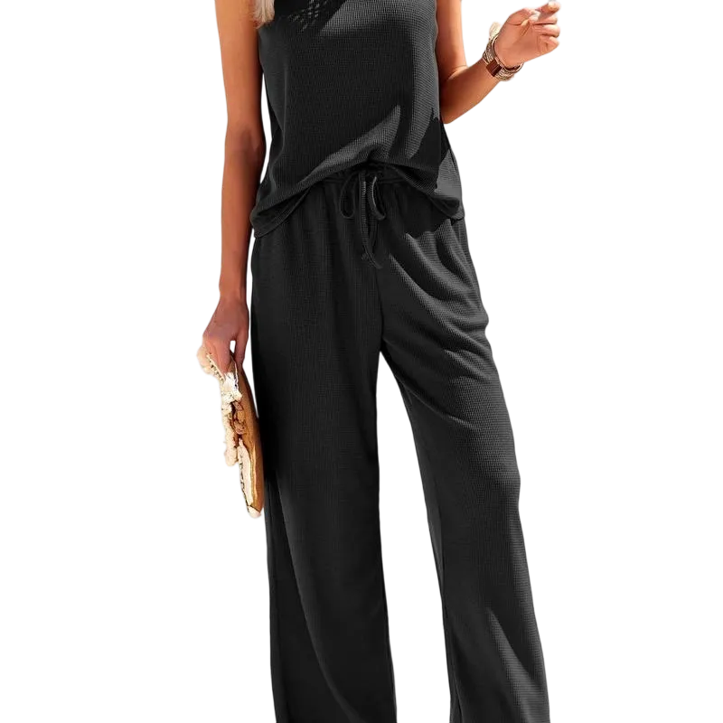 Women's 2-Piece Waffle Lounge Set